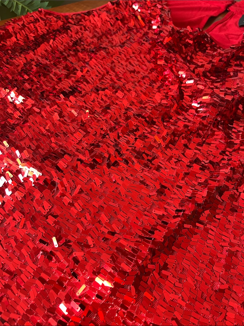 BOTH Sequin Party Tops Red & Silver Confetti Sequins Club Wear Drape Neck - Picture 8 of 15